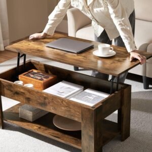 Yaheetech Lift Top Coffee Table – Storage Coffee Table with Hidden Compartment & Open Shelf for Living Room or Apartment